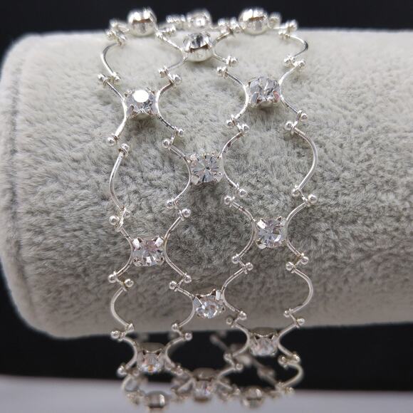 Vintage Carolee Rhinestone Rhinestone Bracelet, Wedding Lace Style, 1990s - Picture 1 of 8